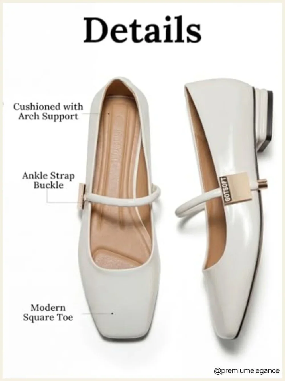 Closed Square Toe Mary Jane Ballet Flat Dressy Comfortable Slip On Shoes